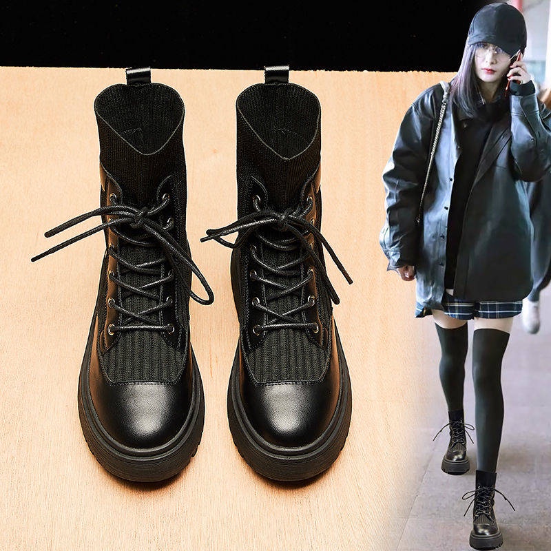Giày Boot Đế Dày Thiết Kế Mới Thời Trang Mùa Thu Đông Theo Phong Cách Anh
