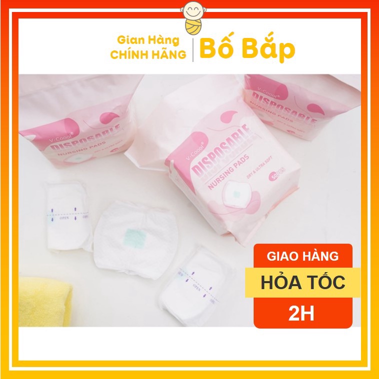 Miếng Lót Thấm Sữa Vcool - Bịch 50 Miếng - Sơi Bông Tự Nhiên Siêu Mềm Mại Thấm Hút Tốt - Bố Bắp Store