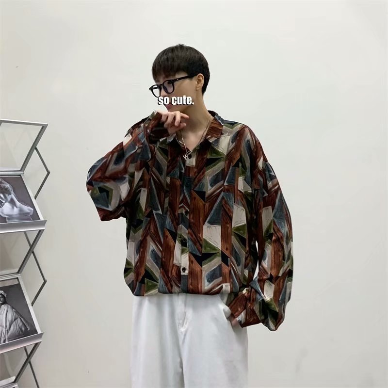 Korean Style 3d Printed Long Sleeve Shirt For Men / Women