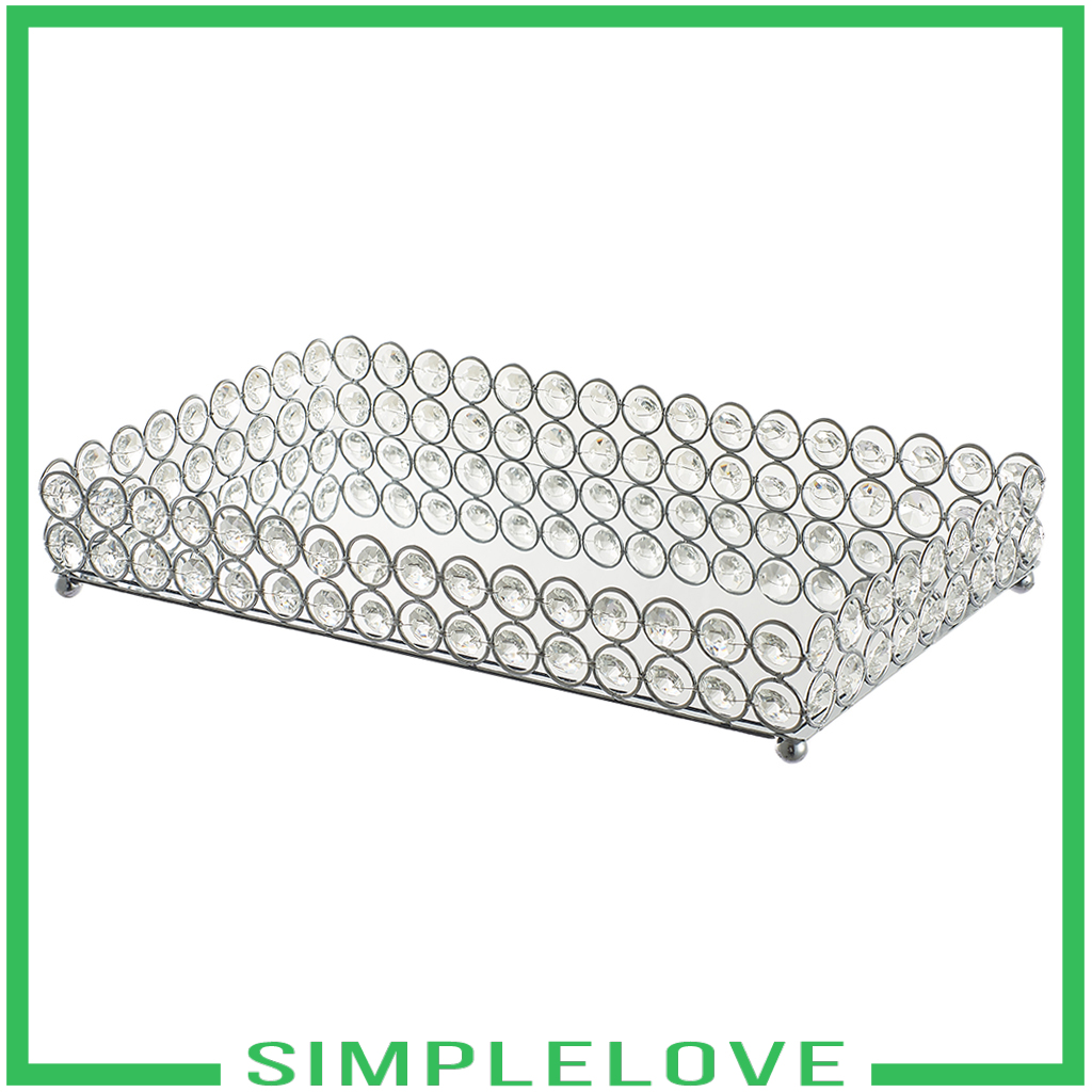 Khay trang trí trang điểm pha lê gương trang sức 25x15x5cm