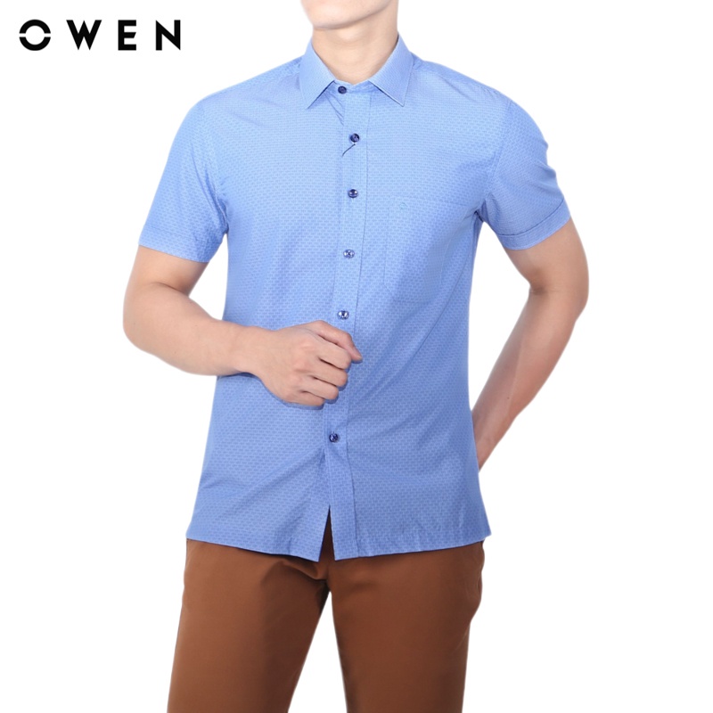Áo sơ mi ngắn tay nam Owen Bamboo Body Fit Xanh - BA20605NT