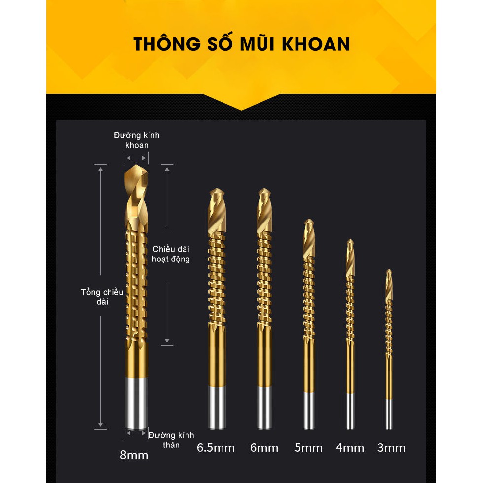 Bộ Mũi Khoan Đa Năng ️🍀FREESHIP️🍀 Mũi Khoan Coban Siêu Cứng, Siêu Bền, Khoan Thép, Gỗ, Mica siêu tiện lợi