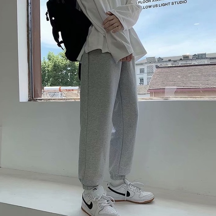 Quần Dài Màu Trơn Đơn Giản Thời Trang Hàn Quốc unisex quần jogger nam quần thể thao nam from rộng dài quần jogger nỉ nam