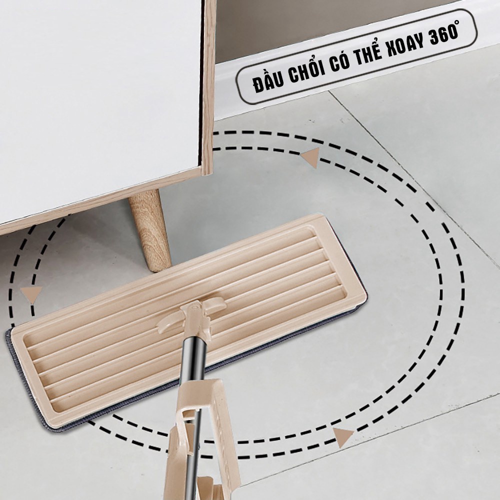 CHỔI LAU NHÀ XOAY  360° - CÂY LAU NHÀ TỰ VẮT THÔNG MINH - TẶNG KÈM BÔNG LAU