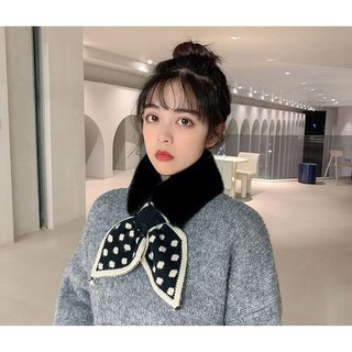 Khăn quàng cổ lông mềm, nơ chấm bi cute