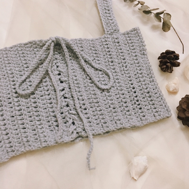 Croptop Len - Bralette Len - Bikini Len Móc - xanhlanhes