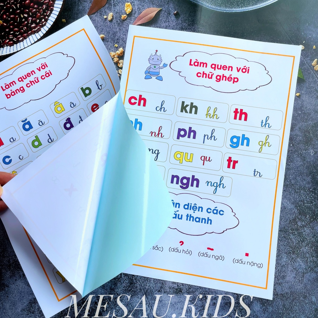 Bảng chữ cái tiếng việt cho bé mẫu giáo bảng chữ cái dán tường decal và ép plastic