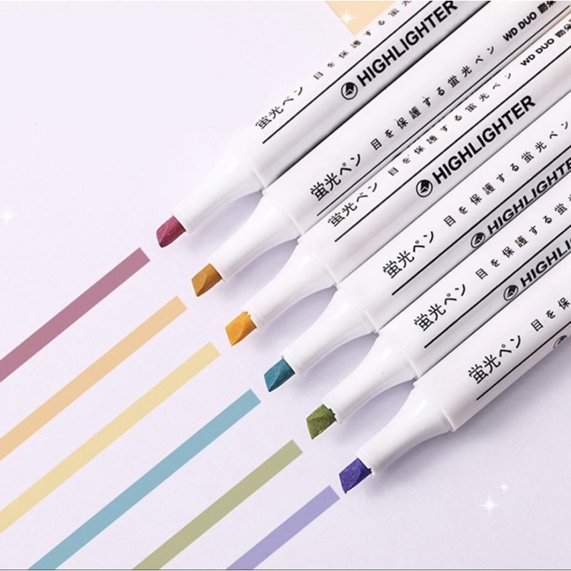 Set bộ 6 Bút Dạ Quang Highlight Đánh Dấu Morandi pastel nhiều màu sắc