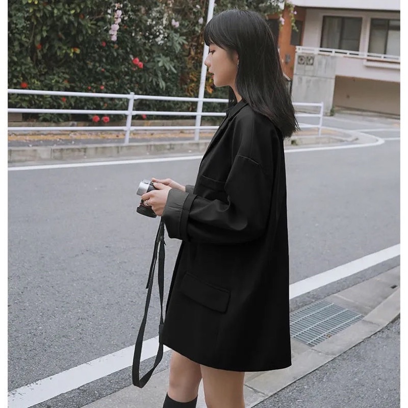 Áo Blazer Áo Vest Cổ Véc Khoác Ngoài Nữ Nam Unisex Màu Nâu Đen Bassic Dài Tay Phong Cách Ulzzang Style Hàn Quốc Loại 1