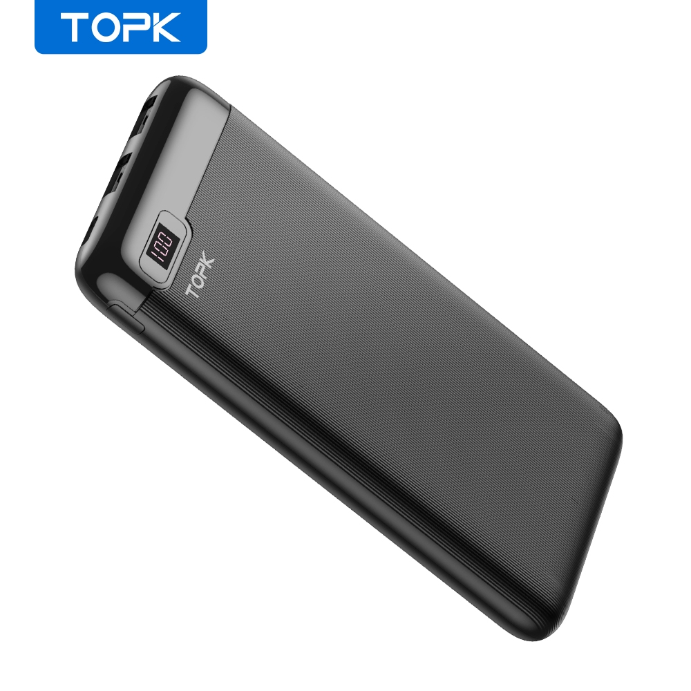 Sạc Dự Phòng TOPK I1013 10000mAh iPhone Huawei Samsung Xiaomi Oppo Vivo Realme 2 Cổng Dung Lượng Có Màn Hình Điện Tử