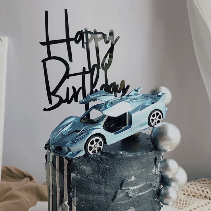 Xe trang trí bánh kem bánh sinh nhật  siêu xe mở cánh trang trí bánh kem