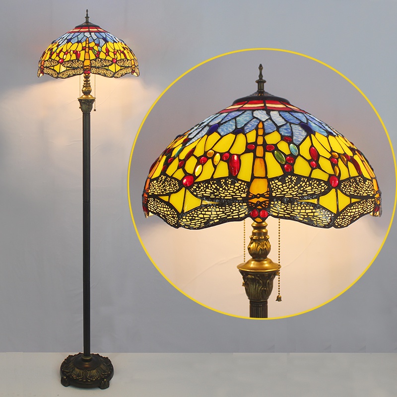 160cm h x 40cm w đèn sàn cổ điển cho phòng khách tiffany kính màu bóng râm chuồn chuồn 15,7 inch w 110v 220v eu cắm hoa kỳ