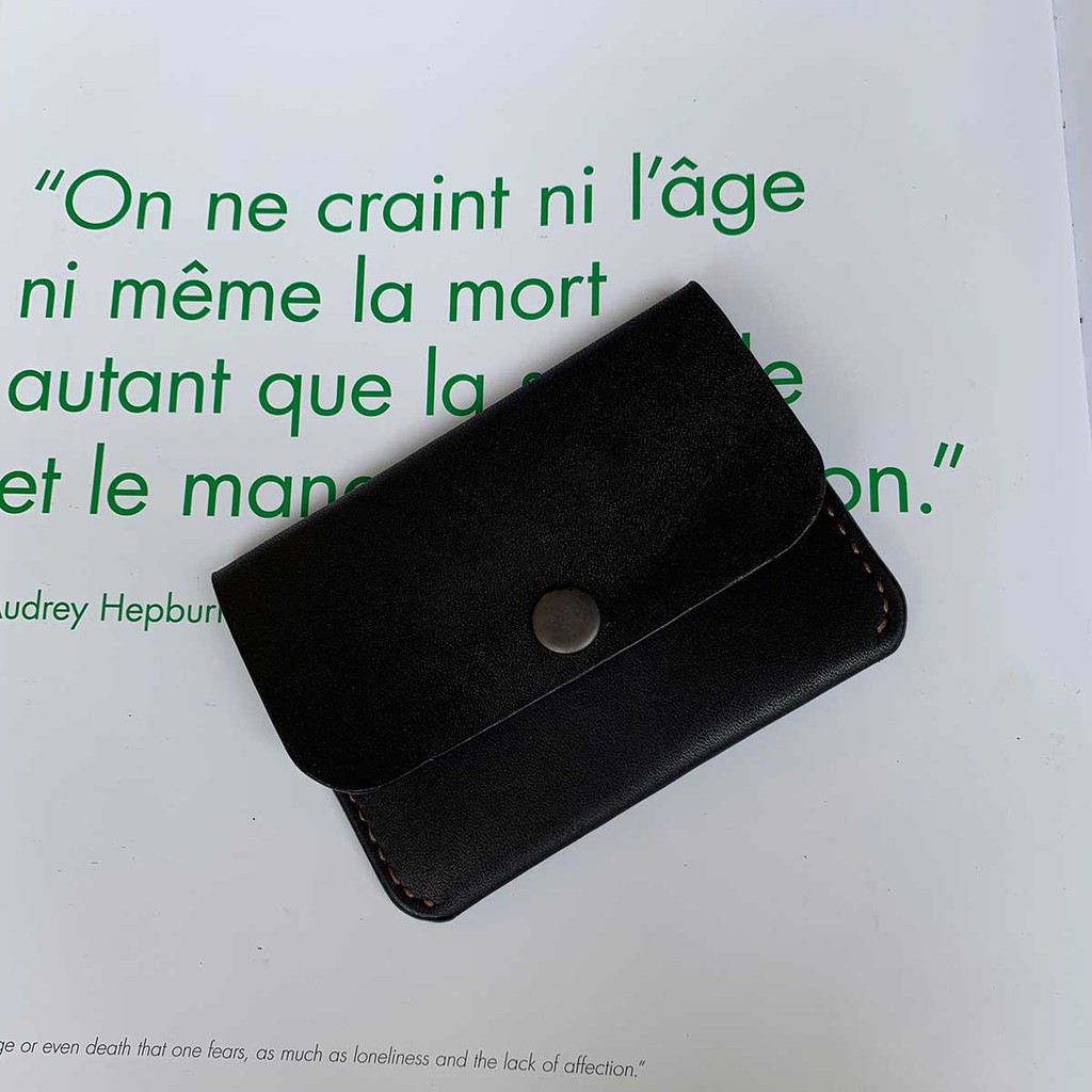 Bóp nữ mini - đồ da thủ công - chất liệu da bò - màu đen MC369