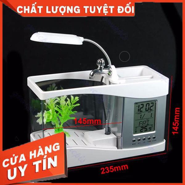 (SỈ = LẺ XẢ KHO, FREE SHIP) Bể Cá Mini Kiêm Đồng Hồ Để Bàn Siêu Dễ Thương Màu Ngẫu Nhiên