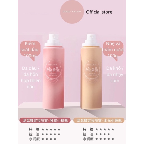 Xịt khoáng trang điểm GOGO TALES dưỡng ẩm kiềm dầu hiệu quả 100ml/100g | BigBuy360 - bigbuy360.vn