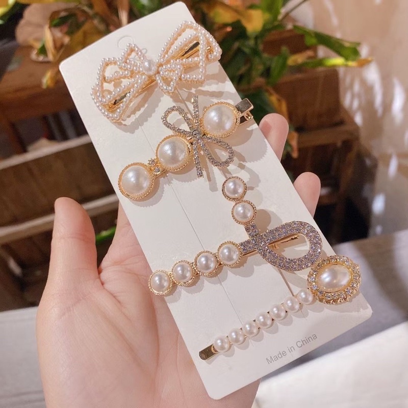 Set kẹp tóc sang chảnh phong cách hàn quốc đính đá
