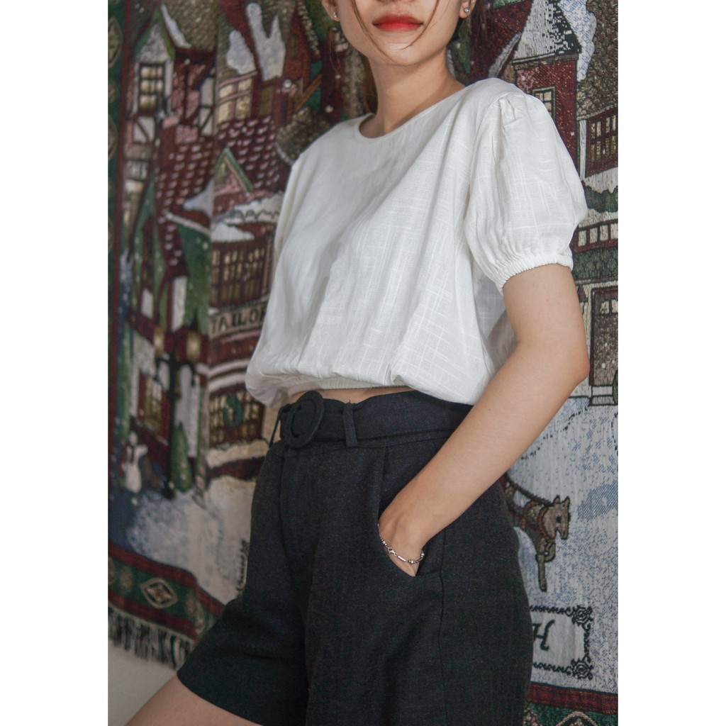 ÁO CROPTOP CỔ TRÒN BO LAI