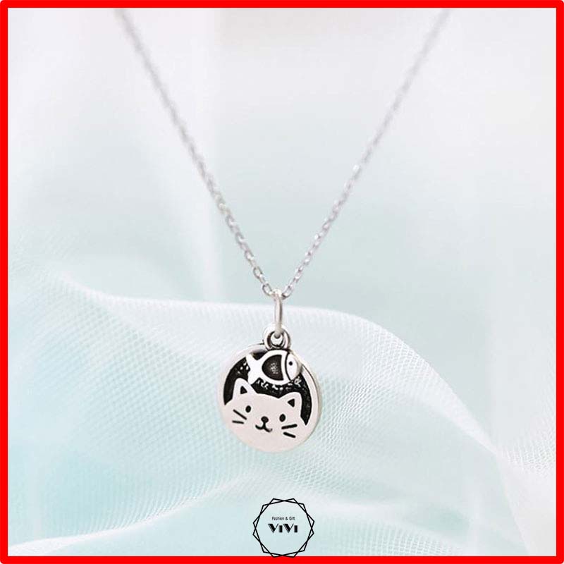 Dây chuyền bạc Ý hình chú mèo may mắn Neko – vòng cổ bạc ViVi_Gift