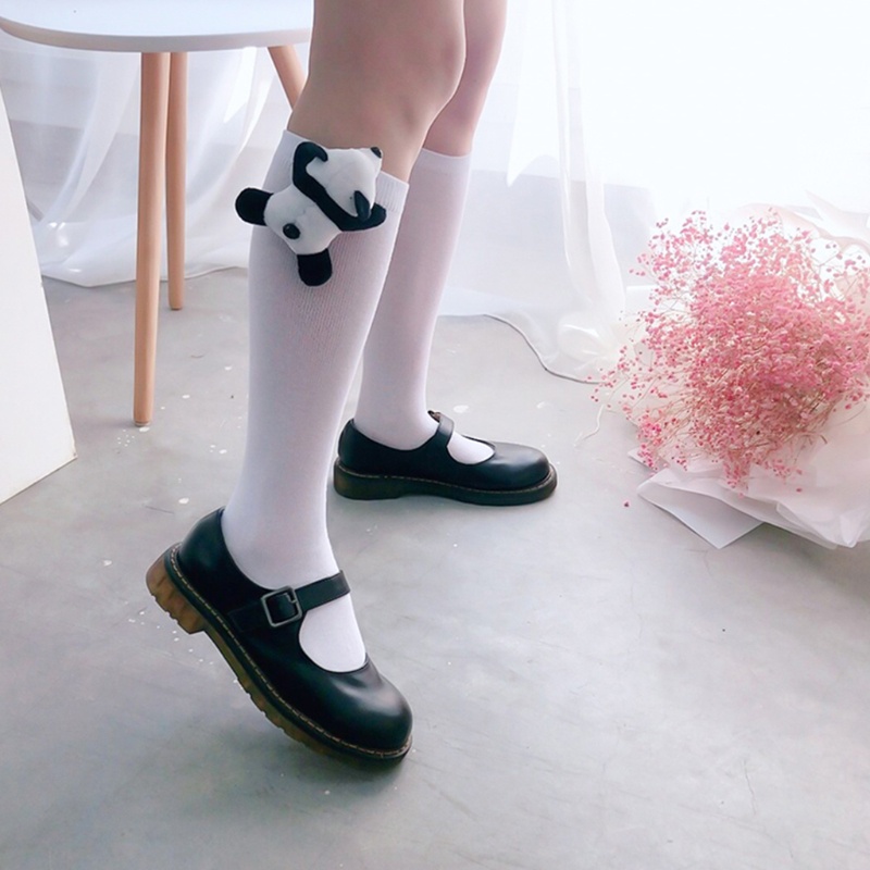 Vớ Cao Đến Đầu Gối In Họa Tiết Gấu Trúc 3D Nhồi Bông Dễ Thương Phong Cách Nhật Bản Dành Cho Nữ