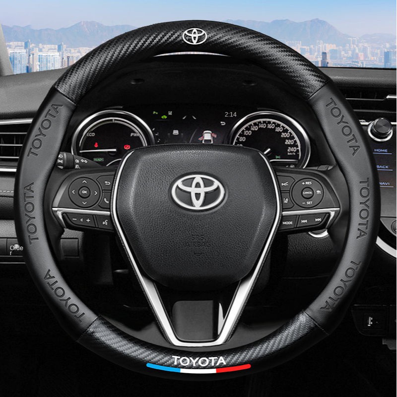 Vỏ bọc vô lăng xe hơi bằng sợi carbon cho Toyota Camry Altis Vigo Fortuner CHR Vios Yaris Ativ Hilux REVO Avanza sienta hiace
