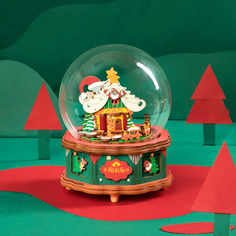 [BẢN QUỐC TẾ TIẾNG ANH] Đồ chơi lắp ráp gỗ 3D Mô hình Hộp nhạc Thị trấn Giáng Sinh - Christmas Town Music Box AM46