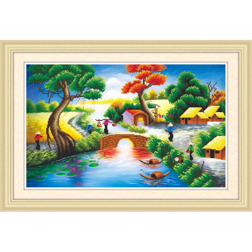 Tranh thêu Phong Cảnh Làng Quê ms 51405