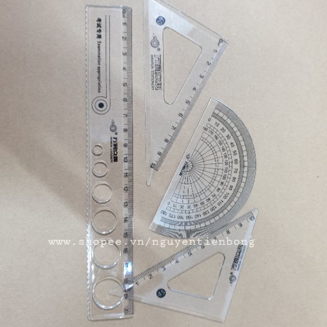 Bộ thước 4món kèm ví đựng loại đẹp