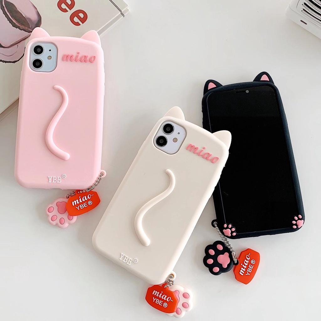Ốp Điện Thoại Silicone Mềm Hình Mèo 3D Cho iPhone 14 Pro Max 14 Plus 13 Pro Max 12 Pro Max 11 Pro Max 6 6s 7 8 Plus SE 2020 XR Xs Max