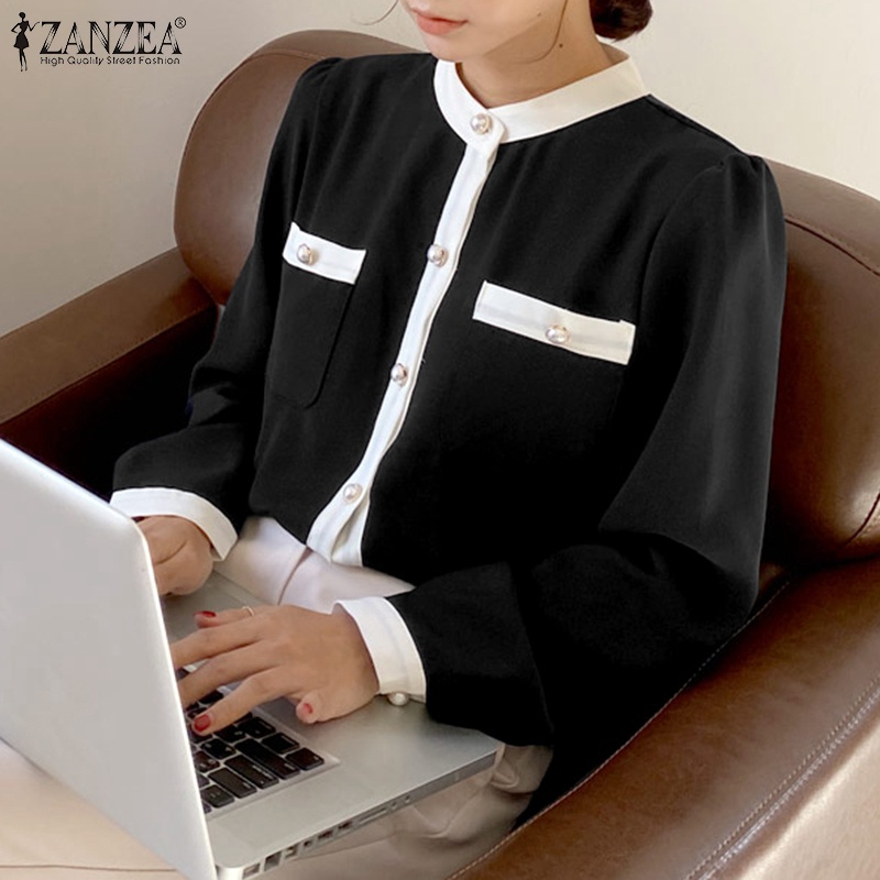 Áo nữ Zanzea tay dài cổ tròn thiết kế thanh lịch thời trang