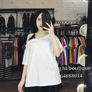 (Sale) Áo phối ren lệch vai