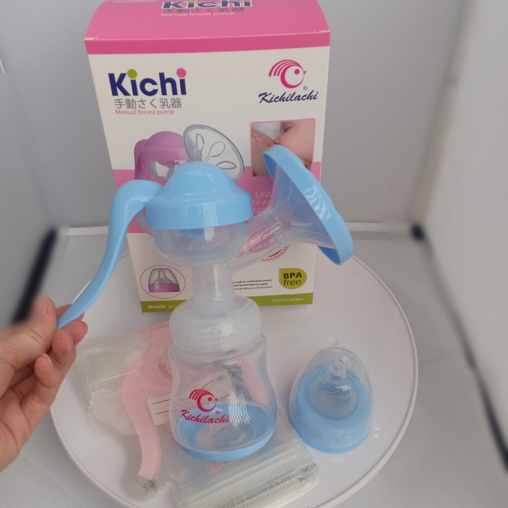 Máy hút sữa bằng tay Kichilachi tiện lợi cho mẹ 180ml - Tặng 6 túi trữ sữa Kichi