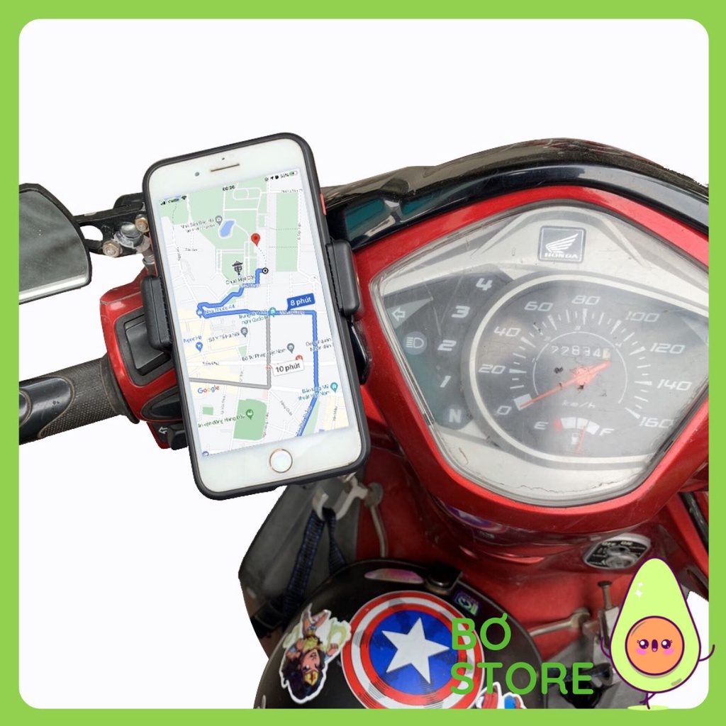 Kẹp điện thoại dán lên đồng hồ xe máy