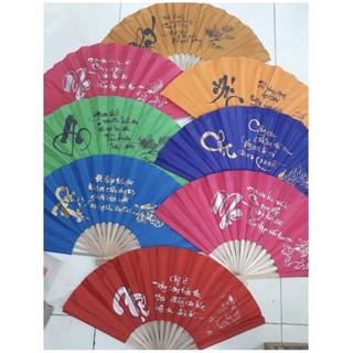 quạt lụa thư pháp