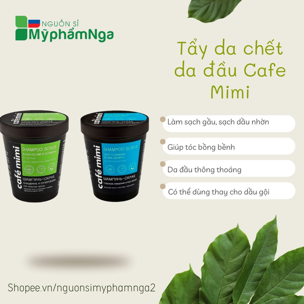 Tẩy da chết da đầu Cafe Mimi làm sạch, chống rụng, kích mọc tóc