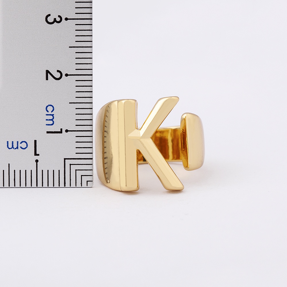Nhẫn Hở Khắc Chữ Cái A-Z Màu Vàng Thời Thượng