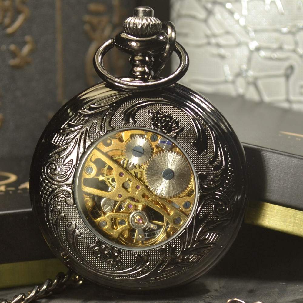 Đồng Hồ Quả Quýt Chạm Khắc Hình Bộ Xương Bàn Tay Phong Cách retro