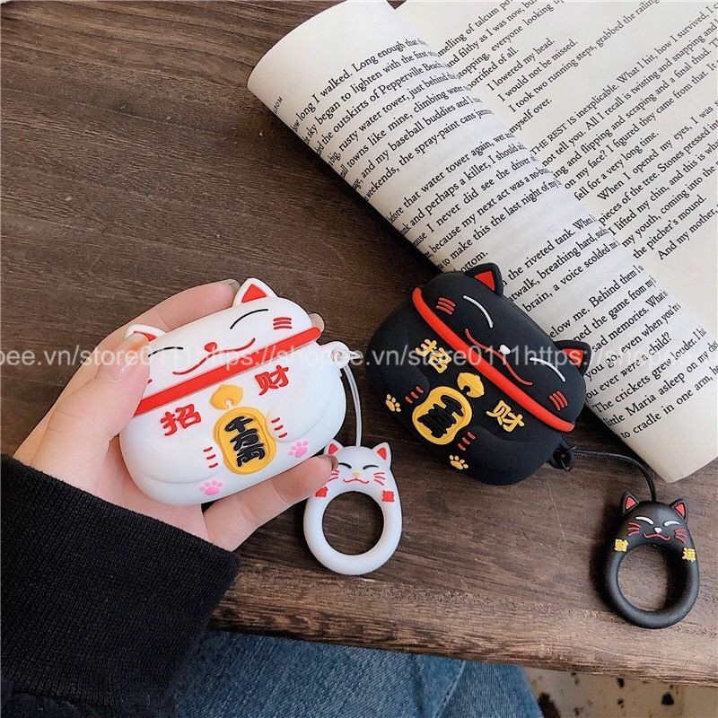 Case, túi đựng dành cho Airpods 1/2/ Pro silicon MÈO THẦN TÀI