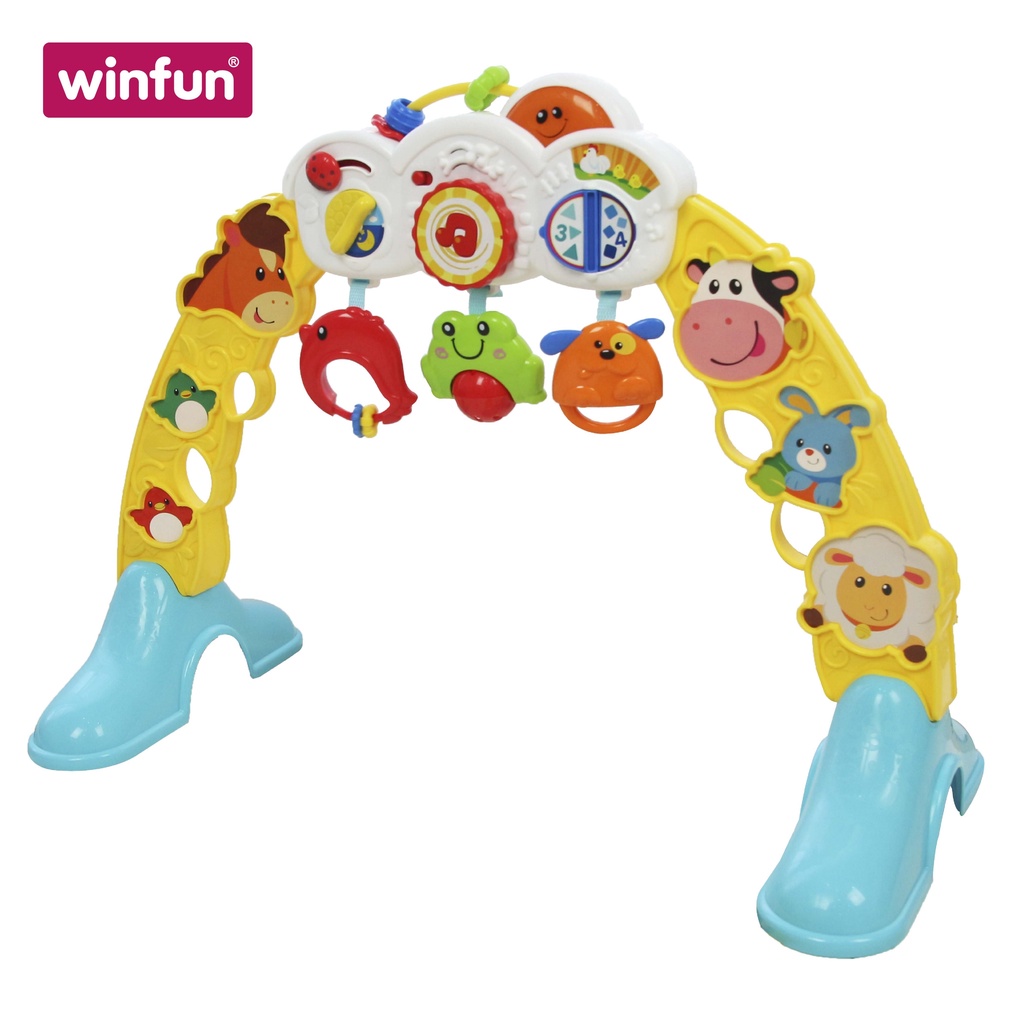 Kệ Chữ A đồ chơi đa năng, treo thành cũi có nhạc 3 in 1 hình động vật Winfun 0853 - Đồ chơi cho bé sơ sinh tới 1 tuổi