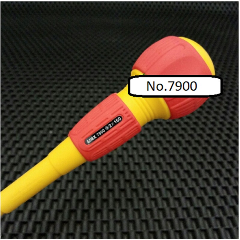 Tô vít cách điện cán tròn ANEX No.7900+2x150/ No.7900+3x150/ No.7900-5x100/No.7900+1x100/No.7900+1x75/ No.7900-5x75