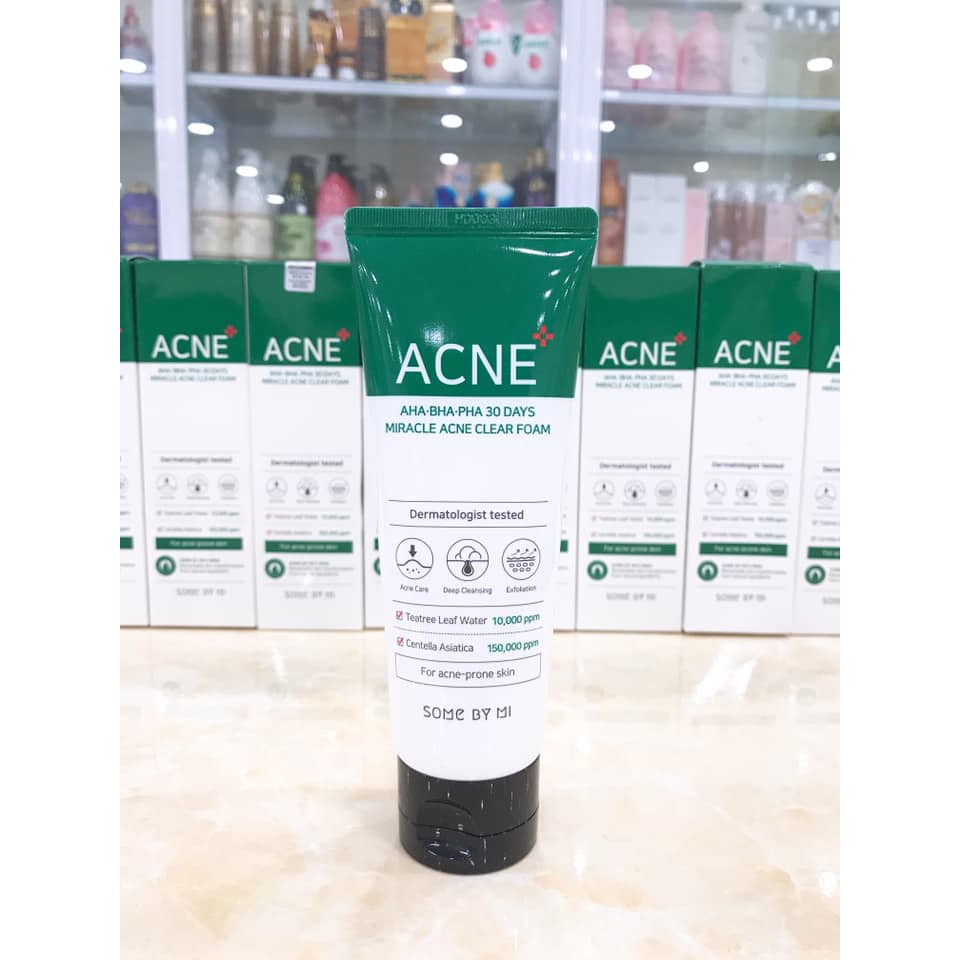 Sữa Rửa Mặt Ngăn Mụn Giảm Nhờn Some By Mi AHA-BHA-PHA 30 Days Miracel Acne Clear Foam 100ml