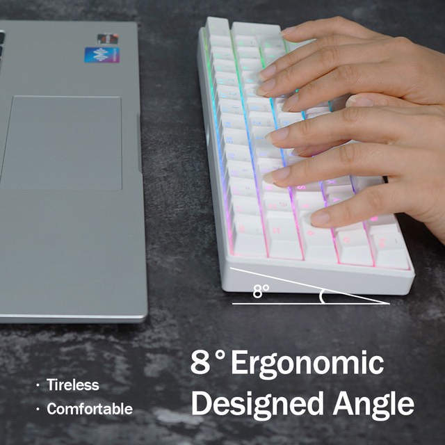 HOTSWAP - Bàn phím cơ không dây Royal Kludge RK61 RGB, Gồm 61 phím kết nối Bluetooth kép pin sạc 1000mAh