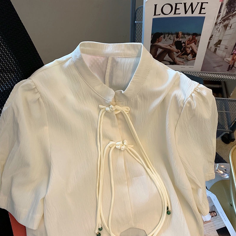 Áo Sơ Mi Cổ Đứng Phong Cách retro Thời Trang Mùa Hè Cho Nữ