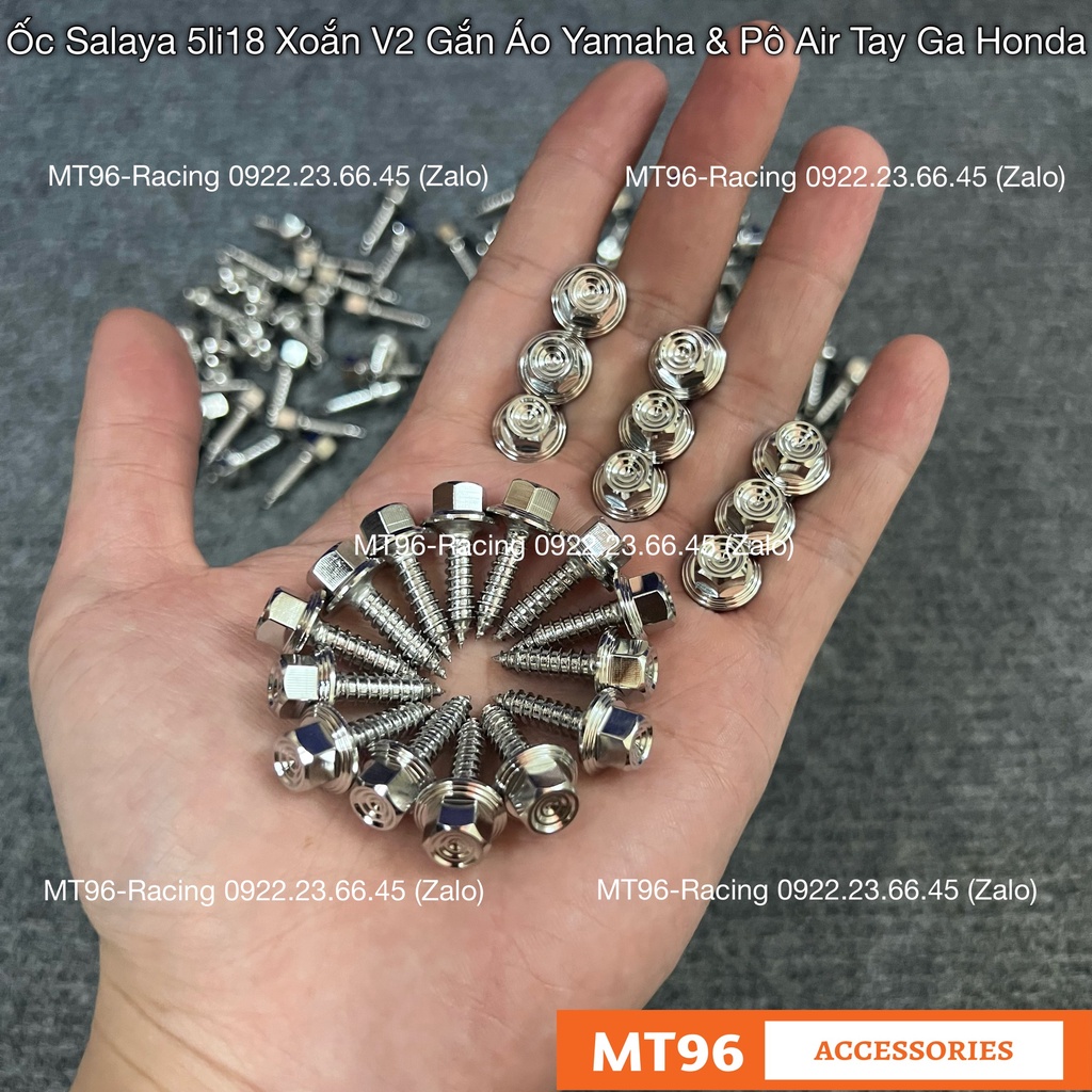 Ốc Áo Salaya Xoắn Trụ Thái V2 Gắn Dàn Áo Yamaha Và Ốp Lọc Gió Tay Ga Honda Chuẩn Inox304 Siêu Bóng