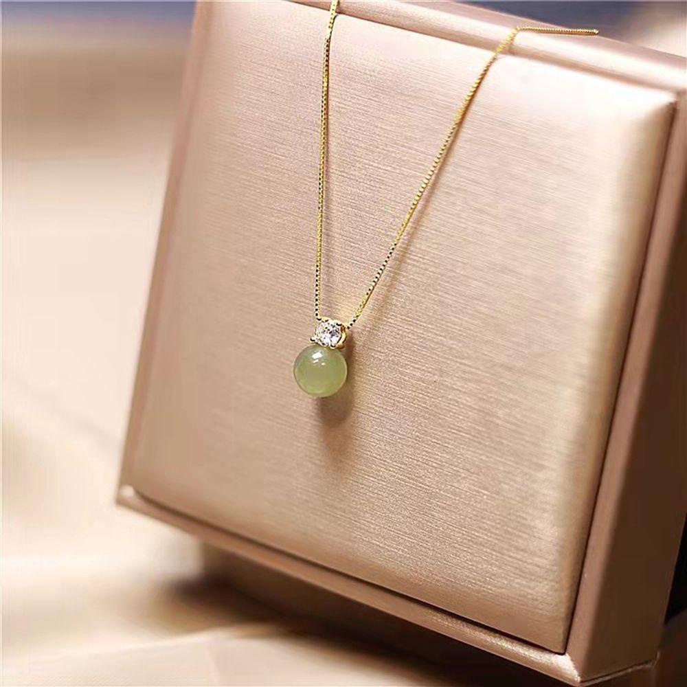FORBETTER Vòng cổ Ngọc Bích Phong Cách Cổ Điển Thanh Lịch Dành Cho Nữ
