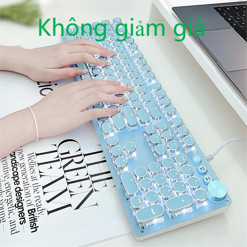 Bàn Phím Cơ Có Dây Với Trục Màu Xanh Lá Dạ Quang Phong Cách Punk Cổ Điển Độc Đáo