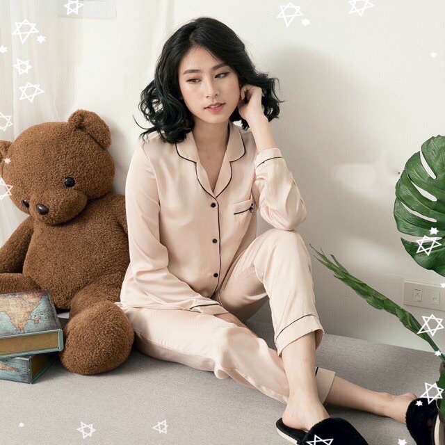 Bộ pizama lụa dài tay | BigBuy360 - bigbuy360.vn