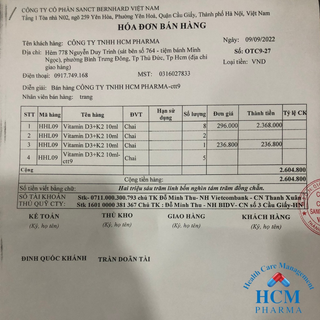 Vitamin D3 K2 mk7 tăng chiều cao cho trẻ sơ sinh Sanct Bernhard dạng drop chai 10ml nhập khẩu Đức HCM PHARMA TTG12