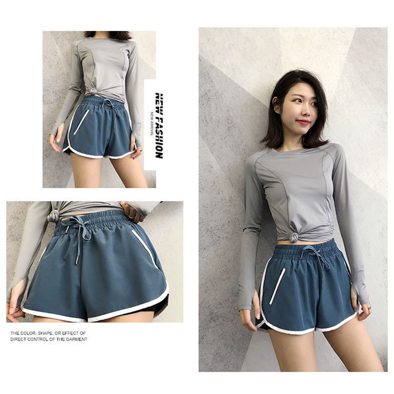 Quần Short Thể Thao Nữ Eo Cao 2 Lớp (Size S-Xxl)