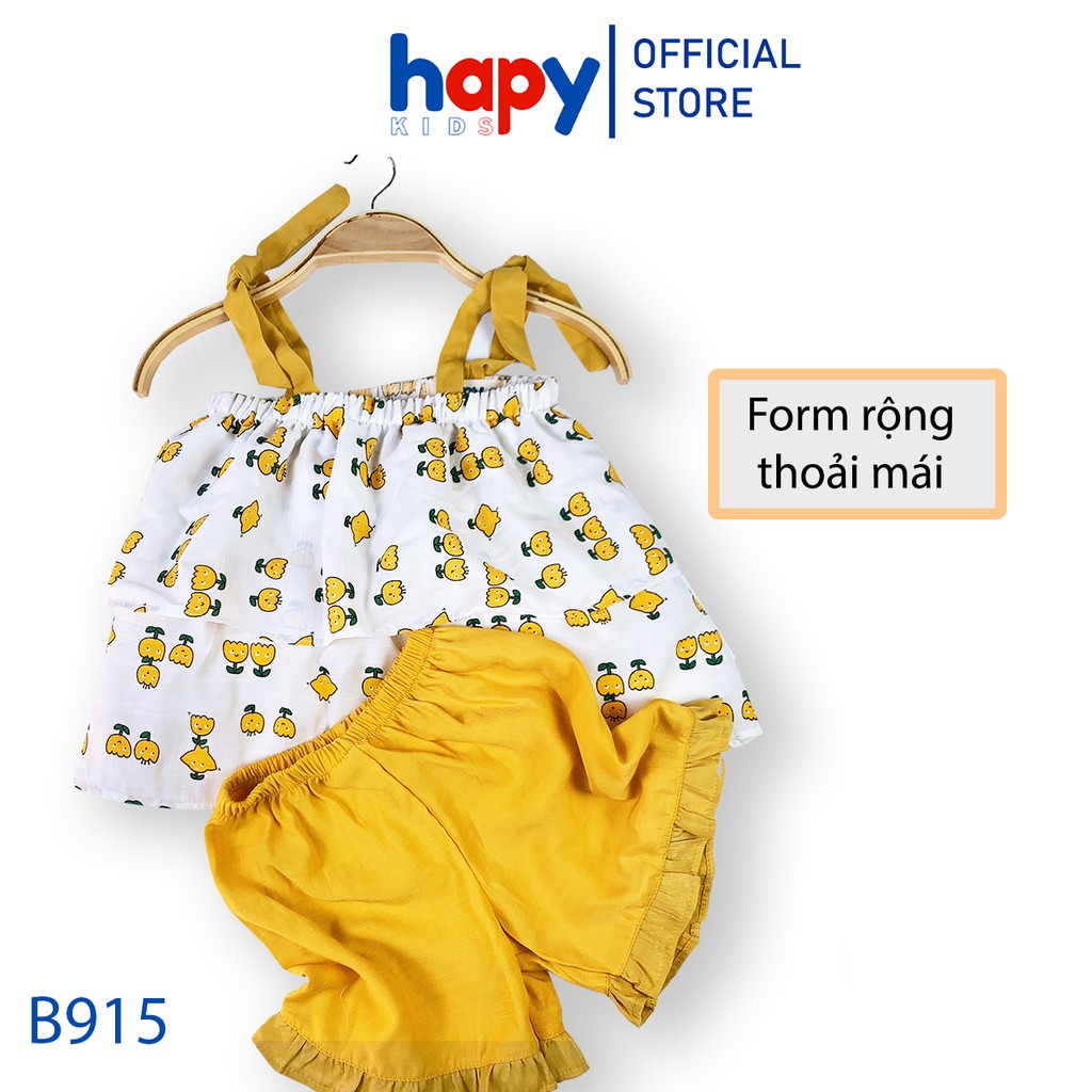 Đồ bộ cho bé gái 2 dây chun ngực Hapykids, chất liệu đũi xước mát mẻ cho bé từ 1-6 tuổi B915