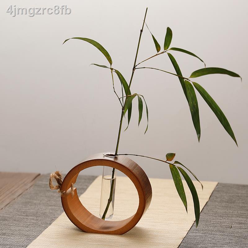 △✇₪Sáng tạo Bình nhỏ bằng tre Trung Quốc Mới cổ điển Trung Quốc Hoa nhỏ Zen Trà đạo Trang trí máy tính để bàn C